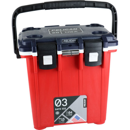 PELICAN COOLERS IM 20 QUART ELITE RED/WHITE/BLUE-BODY RED