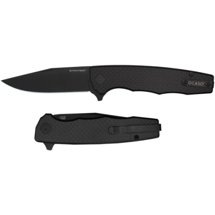 OCASO KNIVES STRATEGY 3.5" FLD CARBON FIBER/G-10 BLACK D2!