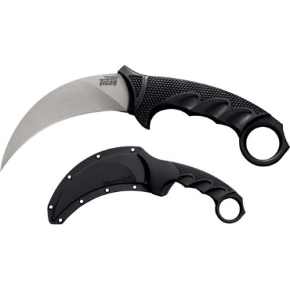 COLD STEEL STEEL TIGER 4.75" PLAIN EDGE HOOKED BLADE W/SHTH