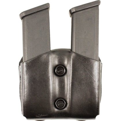 DESANTIS DOUBLE MAG POUCH OWB LEATHER FITS GLOCK 26/27 BLK<