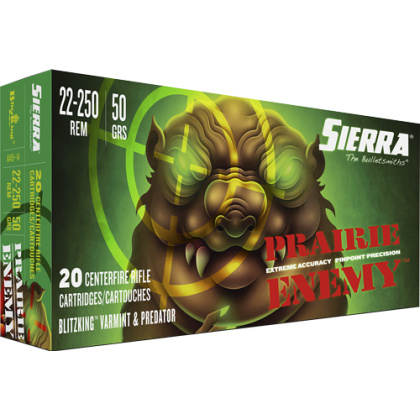 SIERRA PRAIRIE ENEMY 22-250 REM 50GR BLITZKING 20RD 10BX/C