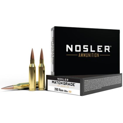 NOSLER MATCH 260 REM 130GR BTHP REDUCED DRAG 20RD 10BX/CS