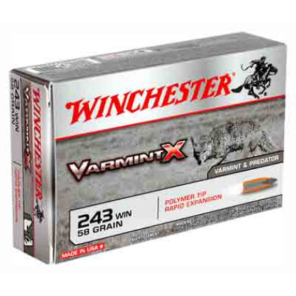 WINCHESTER VARMINT-X 243 WIN 58GR POLY TIPPED 20RD 10BX/CS
