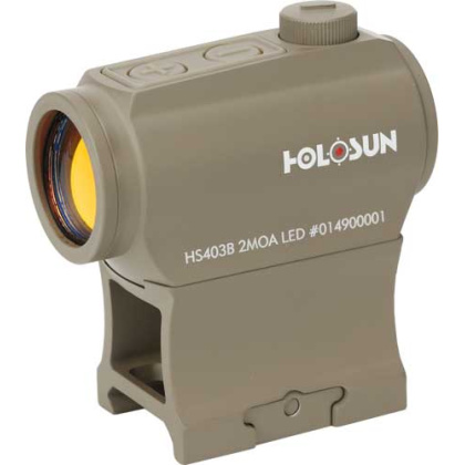 HOLOSUN 403 ENCLOSED RED 2MOA DOT PUSH BUTTON 20MM RIFLE FDE