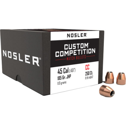 NOSLER BULLETS 45 CAL .451 185GR JHP CUSTOM COMP. 250CT