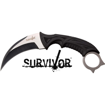 MC SURVIVOR 4" HAWKBILL BLADE W/SHEATH BLACK/STONEWASH