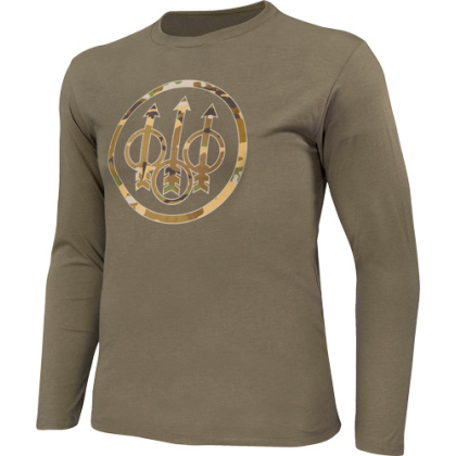 BERETTA T-SHIRT LS HERITAGE LARGE ARMY GREEN W/CAMO LOGO<