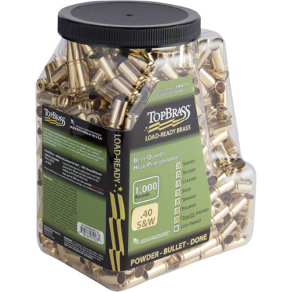 TOP BRASS ONCE FIRED UNPRIMED BRASS 40 SW 1000 PACK JUG!