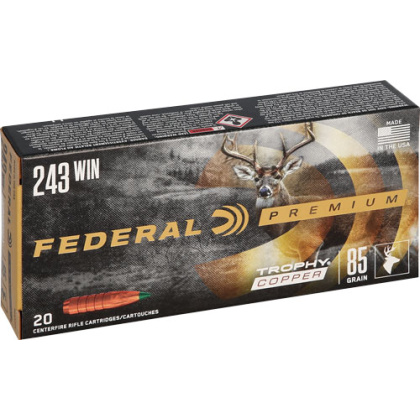 FEDERAL PREMIUM 243 WIN 85GR TROPHY COPPER 20RD 10BX/CS !