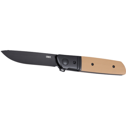 CRKT BAMBOOZLED 3.3" PLAIN EDGE ASSISTED BLACK/BROWN D2!