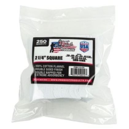 PRO SHOT CLEANING PATCH COTTON FLANNEL .38-.45 2 1/4" 250CT