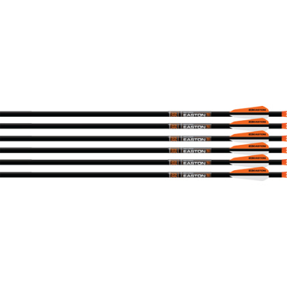 EASTON XBOW BOLT 9MM CARBON 22" W/3" VANES HALF MOON 6-PK