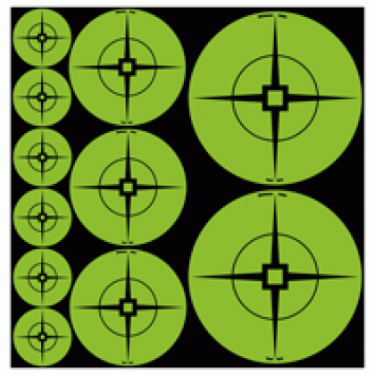B/C TARGET SPOTS ASSORTMENT GREEN 1"-60/2"-30/3"-20