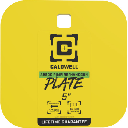 CALDWELL AR500 5" GONG TARGET 1/4" RIMFIRE/HANDGUN STEEL YLW