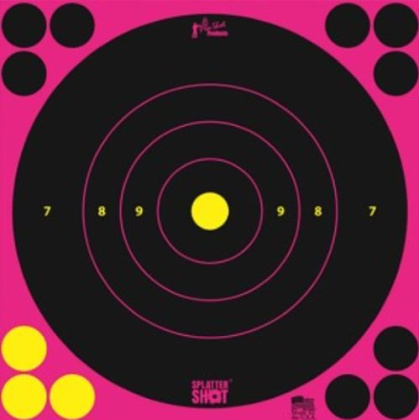 SPLATTER SHOT TARGET BULLSEYE 8" PINK PEEL/STICK 6EA