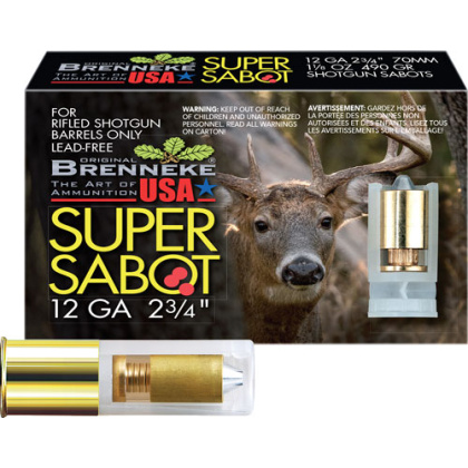 BRENNEKE USA SUPER SABOT 12GA 2.75" 1-1/8OZ SLUG 5RD 50BX/CS
