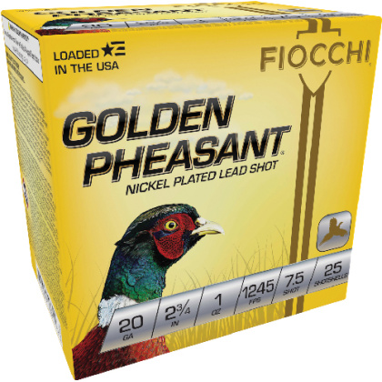 FIOCCHI GOLDEN PHEASANT 20GA 2.75" 1OZ #7.5 25RD 10BX/CS