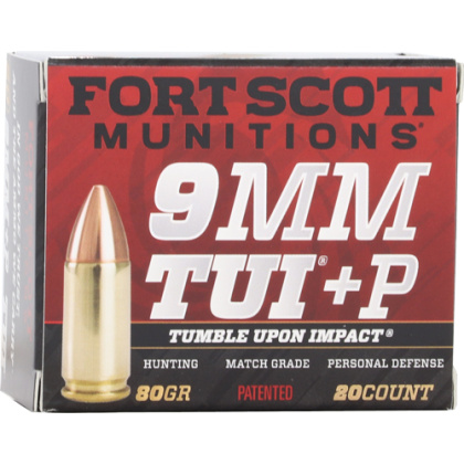 FORT SCOTT 9MM LUGER +P 80GR TUI SOLID COPPER 20RD 25BX/CS