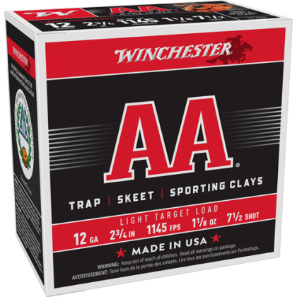 WINCHESTER AA 12GA 2.75" 1-1/8OZ #7.5 1145FPS 250R CASE