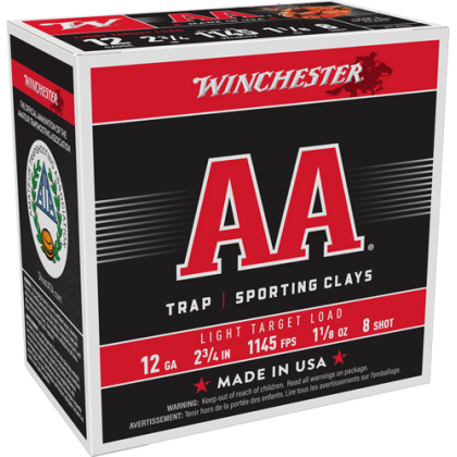 WINCHESTER AA 12GA 2.75" 1-1/8OZ #8 1145FPS 250RD CASE