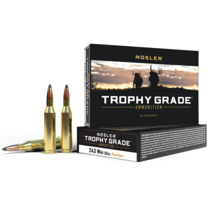 NOSLER TROPHY GRADE 243 WIN 85GR PARTITION TIP 20RD 10BX/<