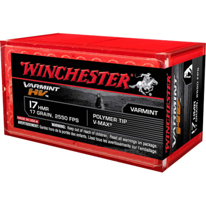 WINCHESTER VARMINT HV 17HMR 17GR 2550FPS V-MAX 50RD 20BX/C