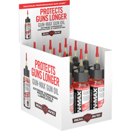 REAL AVID GUN MAX GUN OIL 1 OZ. BOTTLE 12PC. DISPLAY