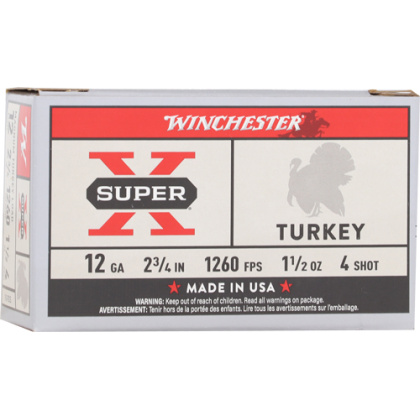 WIN AMMO SUPER-X TURKEY 12GA. 2.75" 1-1/2OZ #4 10RD 10BX/CS