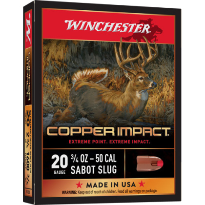 WINCHESTER COPPER IMPACT 20GA 2.75" 3/4OZ SABOT 5RD 20BX/CS