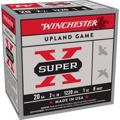 WINCHESTER SUPER-X 20GA 2.75" 1OZ #8 1220FPS 25RD 10BX/CS