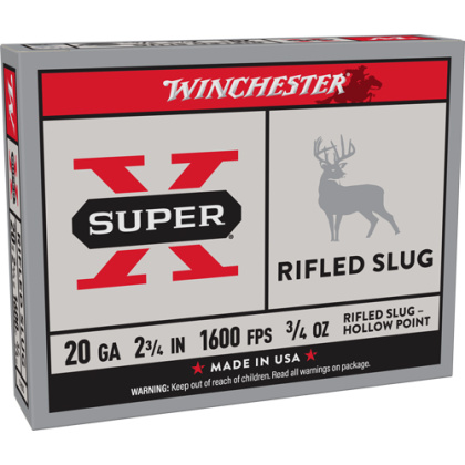 WINCHESTER SUPER-X 20GA 2.75" 3/4OZ RIFLED SLUG 5RD 50BX/CS