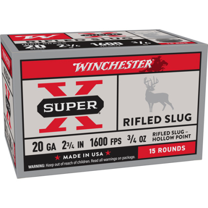 WINCHESTER SUPER-X 20GA 2.75" 3/4OZ RIFLES SLUG 15RD 10BX/CS