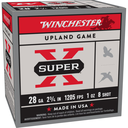 WINCHESTER SUPER-X 28GA 2.75" 1OZ #8 1205FPS 25RD 10BX/CS