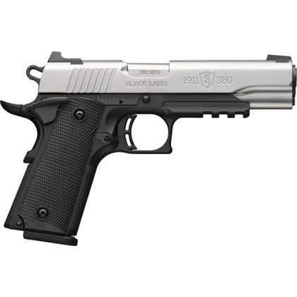 BROWNING 1911-380 SS 380ACP 4.25"FS 8RD BLK/SS W/RAIL*