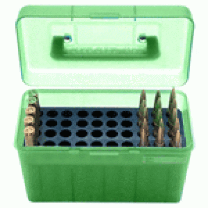 MTM DELUXE AMMO BOX 50-ROUNDS RIFLE 22-250 TO 308 GREEN