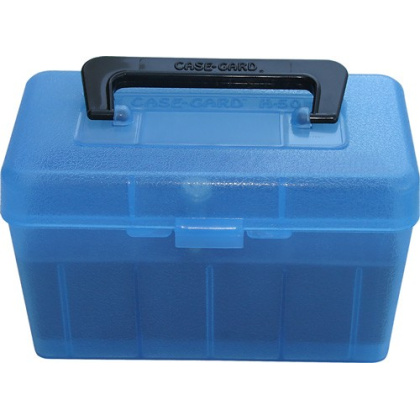 MTM DELUXE AMMO BOX 50-ROUNDS RIFLE 7MM RM TO 300 WM CLR BLU