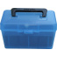 MTM DELUXE AMMO BOX 50-ROUNDS RIFLE 7MM RM TO 300 WM CLR BLU