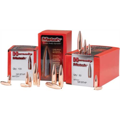 HORNADY BULLETS 6.5MM .264 123GR BTHP MATCH 100CT 25BX/CS