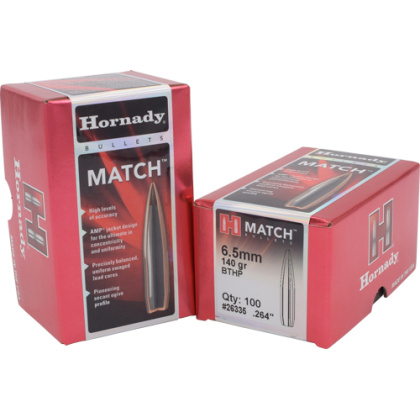 HORNADY BULLETS 6.5MM .264 140GR BTHP MATCH 100CT 15BX/CS