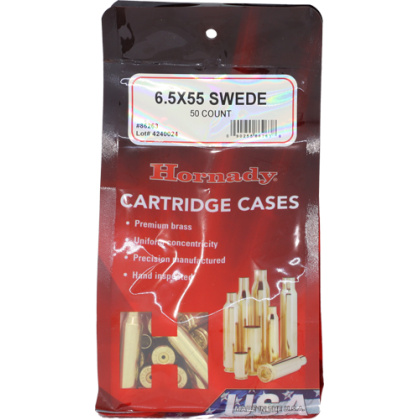 HORNADY UNPRIMED CASES 6.5X55 SWEDISH 50 PACK 5PK/CS