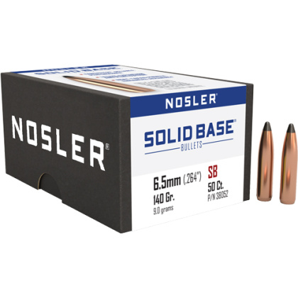 NOSLER BULLETS 6.5MM .264 140GR SOLID BASE SP 50CT