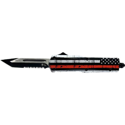 TEMPLAR KNIFE SMALL OTF BACK THE RED 2.75" BLK TANTO SRRTED