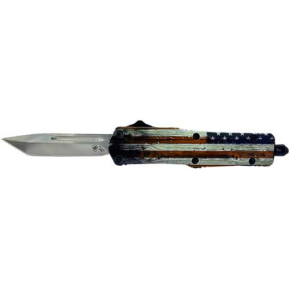 TEMPLAR KNIFE SMALL OTF WOOD US FLAG 2.75" SILVER TANTO