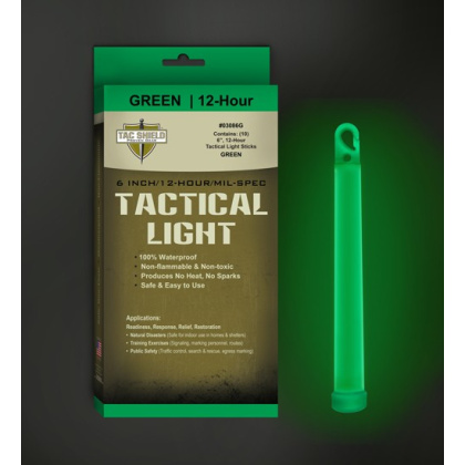 TAC SHIELD TACTICAL LIGHT STICK 12 HOUR 6" GREEN 10PK